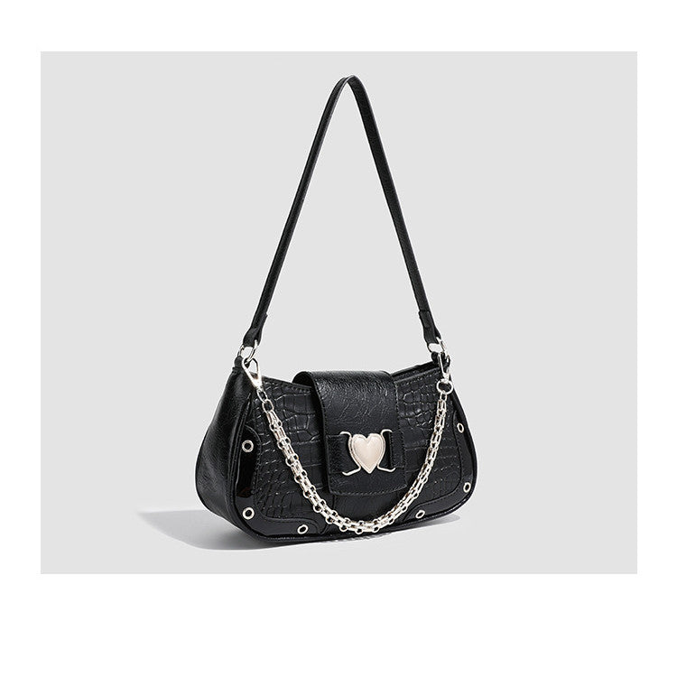 Ielgy Premium Crocodile Pattern Underarm Bag Retro Chain Shoulder Trendy Fashion Niche Design Handbag