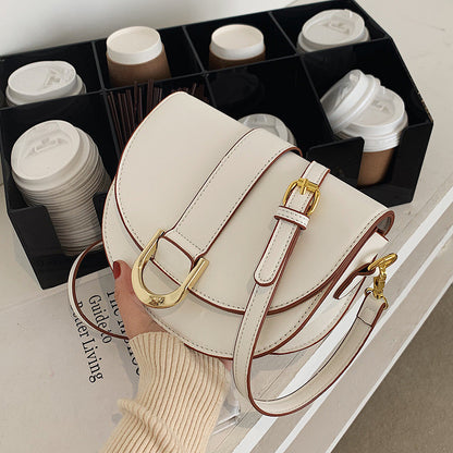 Ielgy Fashion Texture Portable Saddle Bag Shoulder Crossbody Underarm Bag