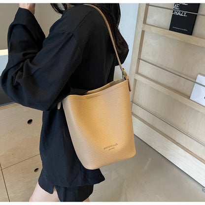Ielgy Niche Design Bucket Bag Simple All-Match Cross-Body Retro Commuter Shoulder Bag