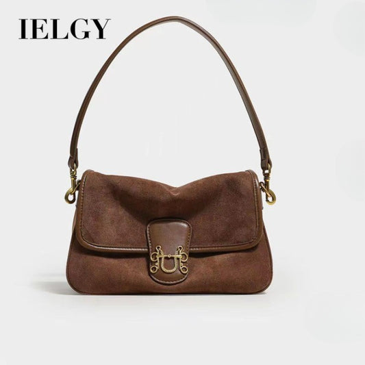 Ielgy Suede Underarm Bag Autumn Winter Niche Retro One-Shoulder Messenger Tote Bag