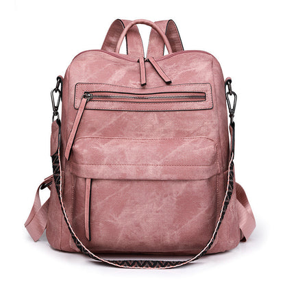 Ielgy Backpack PU Soft Leather All-Match Large-Capacity Dual-Use Ladies Backpack