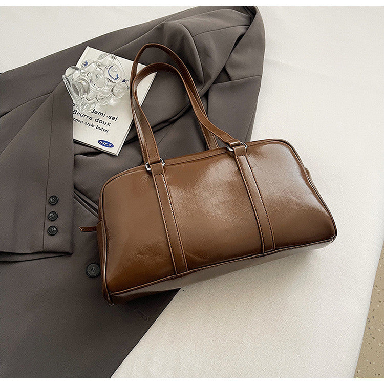 Ielgy Retro Portable Commuter Bag Niche Underarm Bag Simple Large-Capacity Shoulder Tote Bag
