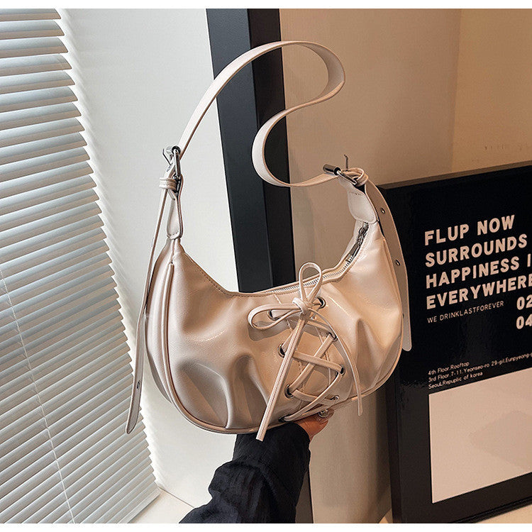 Ielgy High-End Temperament Red Bow Bag Sweet Cool Hot Girl One-Shoulder Underarm Niche Dumpling Bag