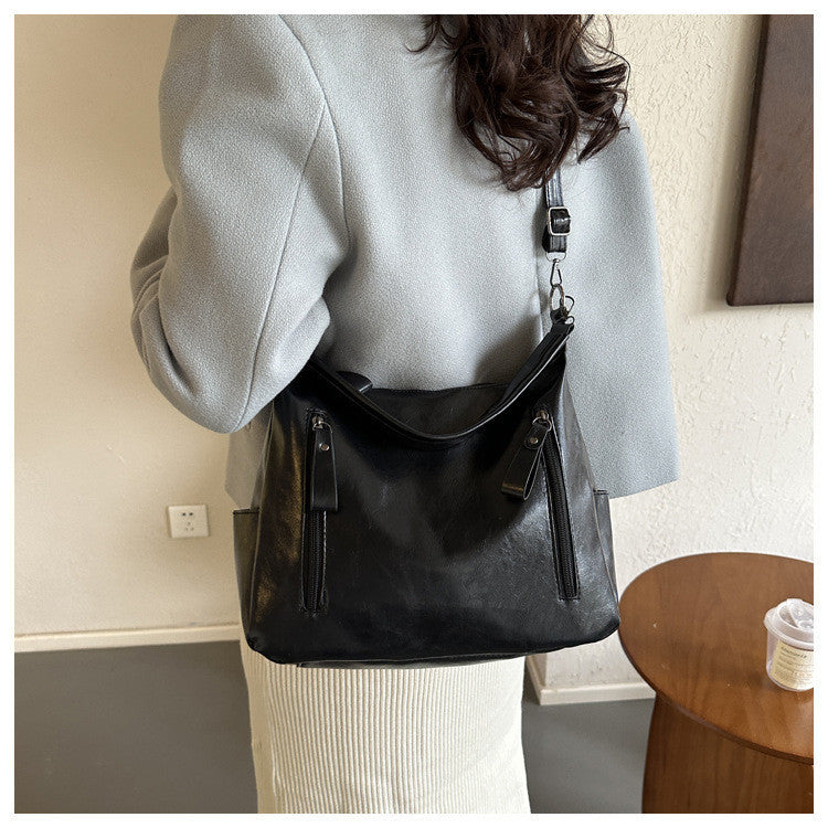 Ielgy Class College Students Fashion One-Shoulder Large-Capacity Cross-Body Bag Commuter Tote