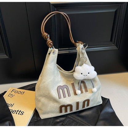 Ielgy Retro Korean Version Denim Underarm Bag Fashion Casual Portable Unique Texture Messenger Bag