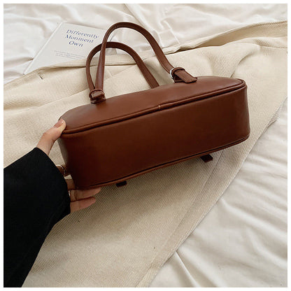 Ielgy Niche Design Retro Bowling Bag Shoulder Commuter Large Capacity Portable Underarm Pillow Bag