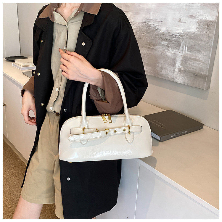 Ielgy Niche Portable Commuter Bag Fashion Retro Underarm Bag Simple Large-Capacity Messenger Bag