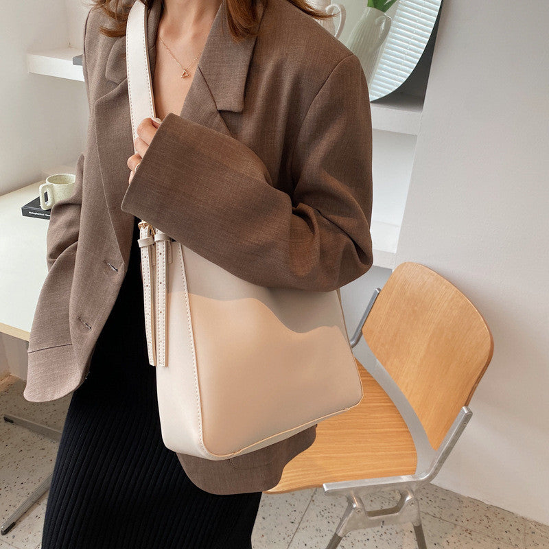 Ielgy Texture Big Bag Trendy All-Match Large-Capacity Broadband Cross-Body High-End Bucket Bag