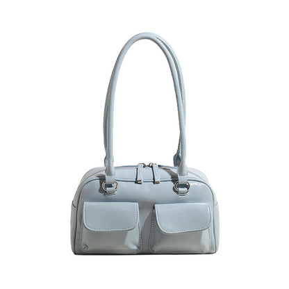 Ielgy Fashion Trend Boston Underarm Bag Melade Color Retro Bowling Shoulder Bag
