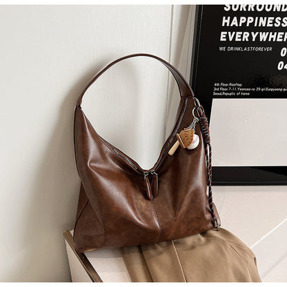 Ielgy Large-Capacity All-Match Lazy High-End Shoulder Underarm Bag Commuter Soft Leather Tote Bag