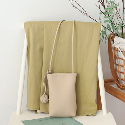 Ielgy Korean Version Summer All-Match Soft Leather Mobile Phone Bag Portable Shopping Small Shoulder Bag Retro Lychee Pattern Shoulder Crossbody