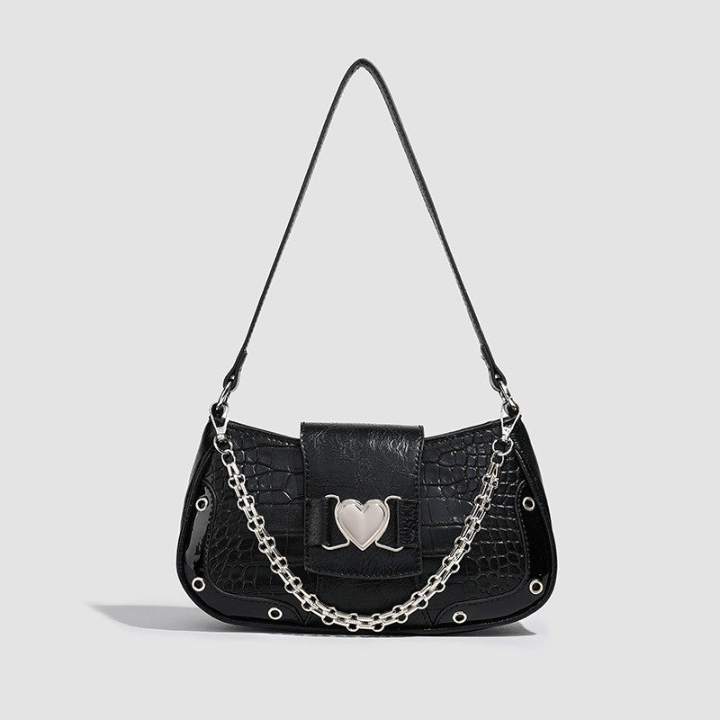 Ielgy Premium Crocodile Pattern Underarm Bag Retro Chain Shoulder Trendy Fashion Niche Design Handbag