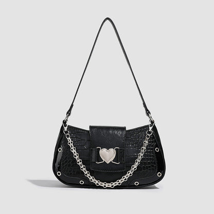 Ielgy Premium Crocodile Pattern Underarm Bag Retro Chain Shoulder Trendy Fashion Niche Design Handbag