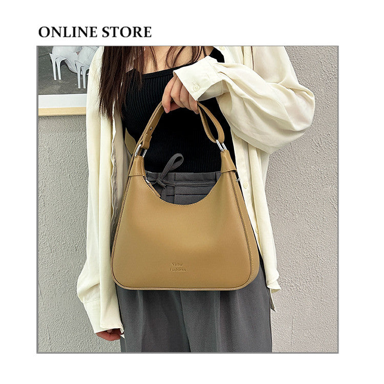 Ielgy Texture Underarm Female Bag Portable Retro One-Shoulder Niche Design Crescent Bag