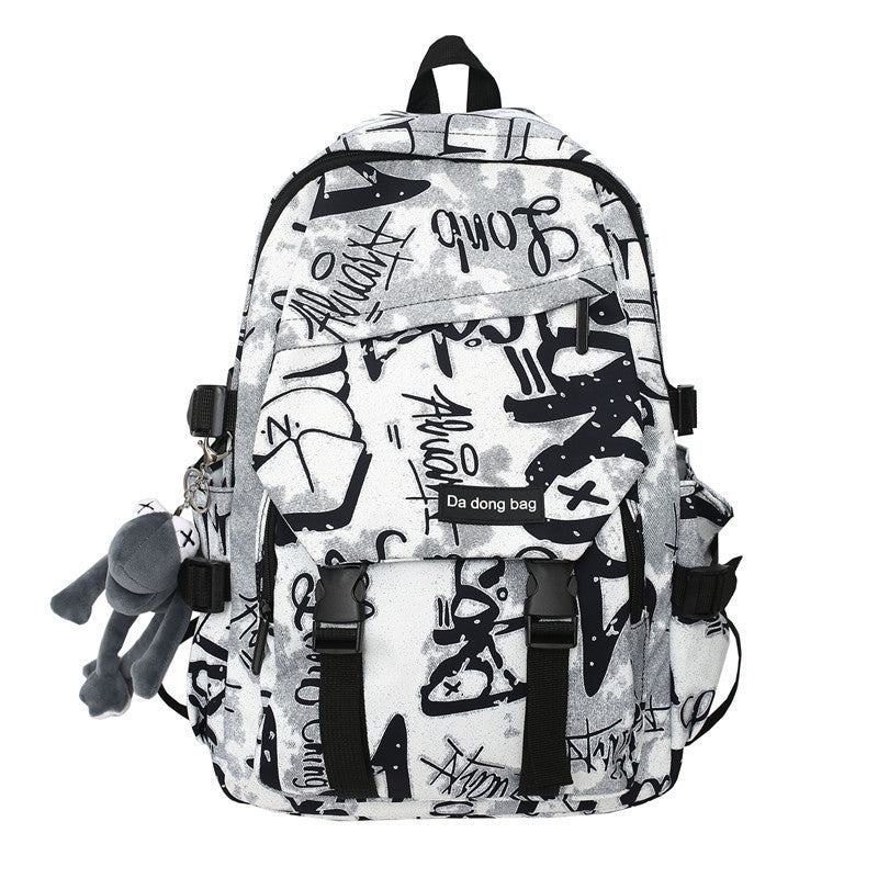 Ielgy Graffiti College Students Large Capacity Harajuku Style Trendy Backpack