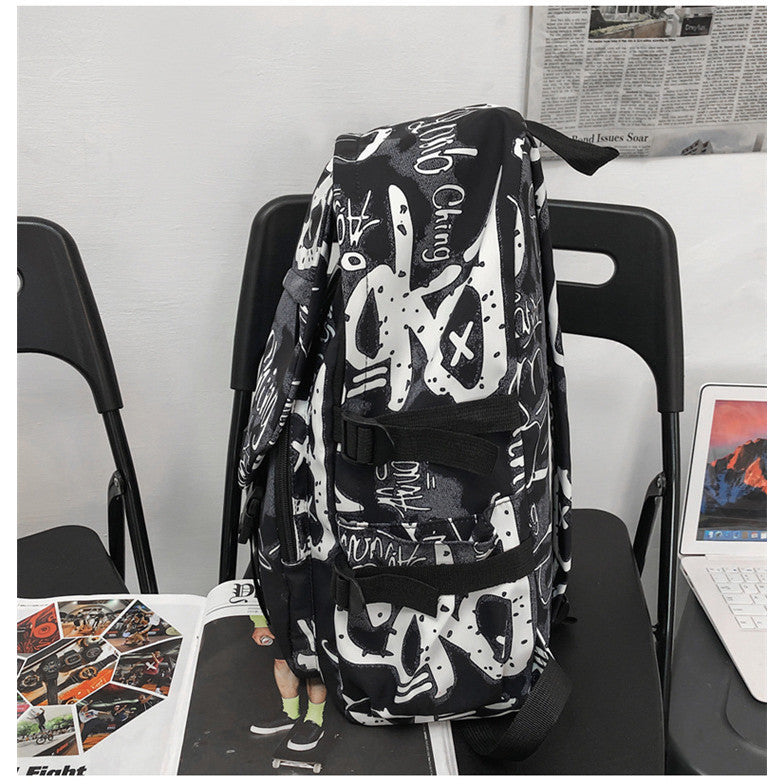 Ielgy Graffiti College Students Large Capacity Harajuku Style Trendy Backpack