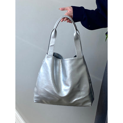 Ielgy Korean Style Silver Commuter Large Capacity Casual Tote Bag Shoulder