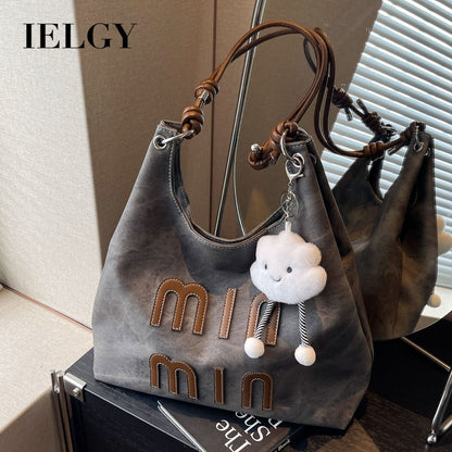 Ielgy Retro Korean Version Denim Underarm Bag Fashion Casual Portable Unique Texture Messenger Bag