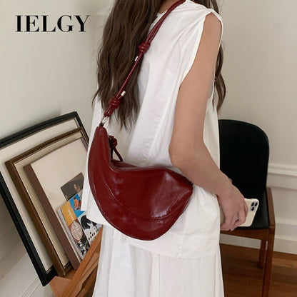 Ielgy Korean Niche Underarm Bag Women's Trendy Fashion Saddle Bag Casual Red Messenger Bag Trendy