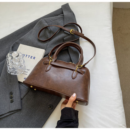 Ielgy High-End Retro Brown Fashionable All-Match Women's Cross-Body Bag Portable Shell Bag