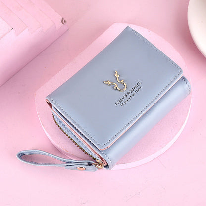 Ielgy Ladies Wallet PU Short Mini Zipper Female Wallet Cartoon 30% Off Buckle Card Holder