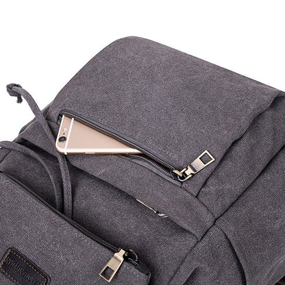 Ielgy Canvas Bag Korean Version Trendy Ladies Canvas Backpack Fashion Student School Bag Retro Backpack