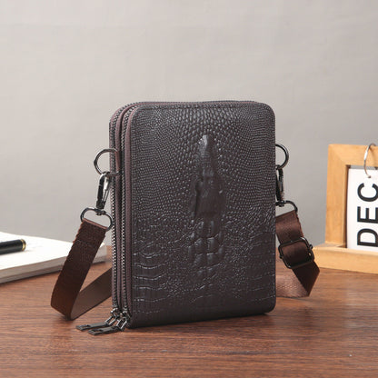 Ielgy Eryu Head Unique Men's Cross-body Crocodile Pattern One-shoulder Mobile Phone Bag