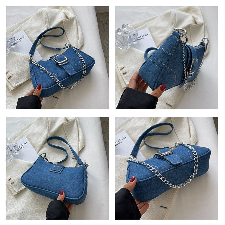 Ielgy High-End Canvas Summer Fashion Chain Messenger Bag Shoulder Armpit Bag