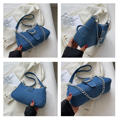 Ielgy High-End Canvas Summer Fashion Chain Messenger Bag Shoulder Armpit Bag