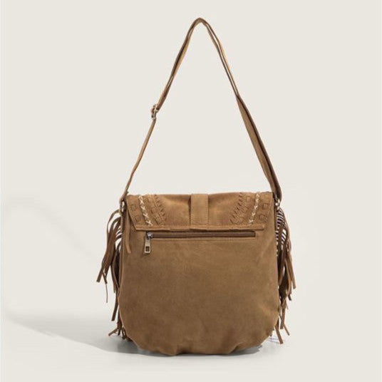 Ielgy Tassel Bag Niche Retro Saddle Bag Fashion One-Shoulder Leisure Travel Messenger Bag