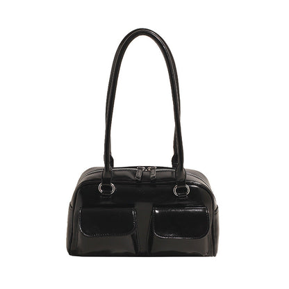 Ielgy Fashion Trend Boston Underarm Bag Melade Color Retro Bowling Shoulder Bag