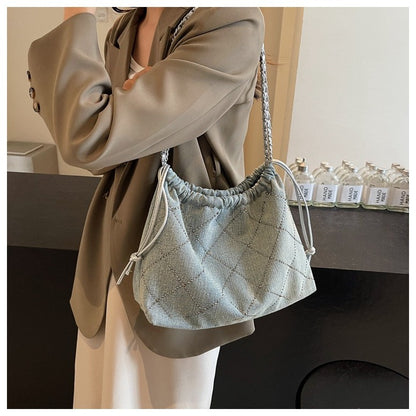 Ielgy Denim Bag Female Large Capacity Casual Fashion Chain Crossbody Bucket Bag
