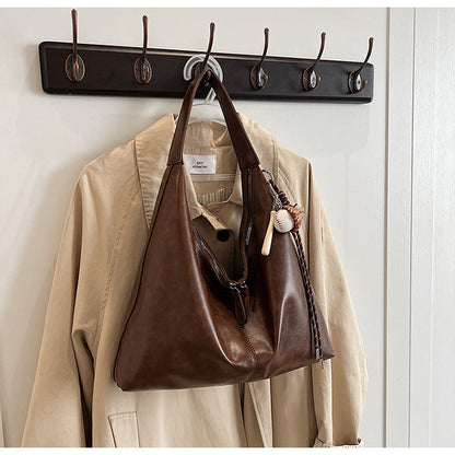 Ielgy Large-Capacity All-Match Lazy High-End Shoulder Underarm Bag Commuter Soft Leather Tote Bag