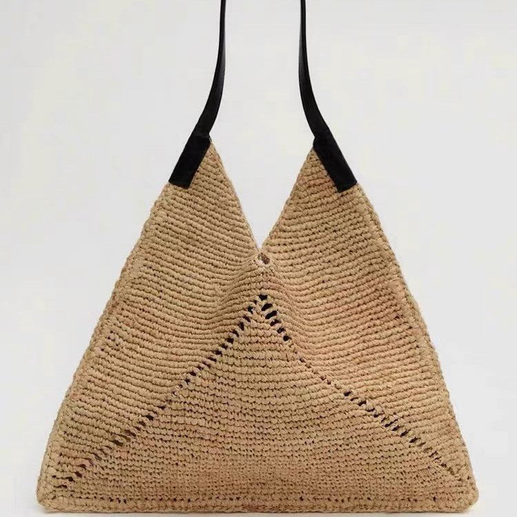 Ielgy Straw Bag Shoulder Handbag Woven Seaside Vacation Female Bag