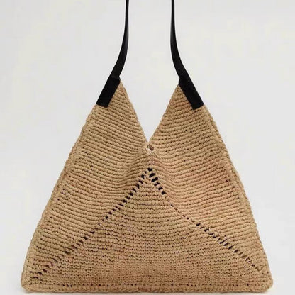 Ielgy Straw Bag Shoulder Handbag Woven Seaside Vacation Female Bag