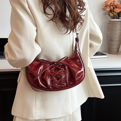 Ielgy High-End Temperament Red Bow Bag Sweet Cool Hot Girl One-Shoulder Underarm Niche Dumpling Bag