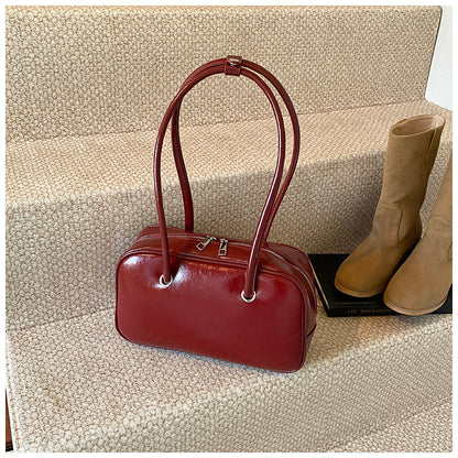 Ielgy Korean Version Red Niche Bowling Bag Retro Underarm Large Capacity One-Shoulder Briefcase Portable