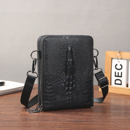 Ielgy Eryu Head Unique Men's Cross-body Crocodile Pattern One-shoulder Mobile Phone Bag