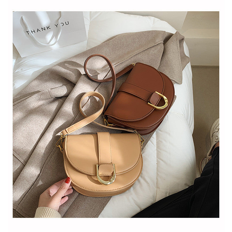Ielgy Fashion Texture Portable Saddle Bag Shoulder Crossbody Underarm Bag