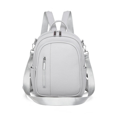 Ielgy Ladies Backpack Korean Version Soft Leather All-Match Simple Backpack Candy Color Cute Small Bag Travel Backpack