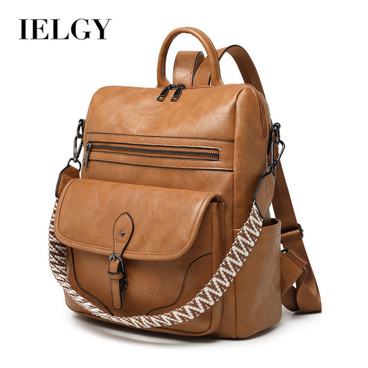 Ielgy Ladies Backpack Lightweight Retro Backpack Large Capacity Leisure Travel Dual-use Backpack