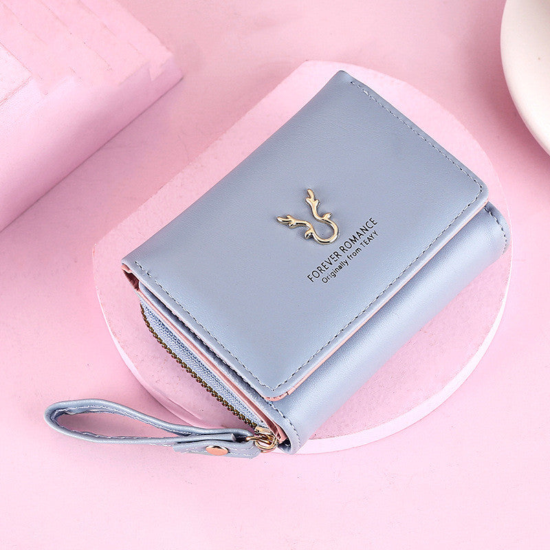 Ielgy Ladies Wallet PU Short Mini Zipper Female Wallet Cartoon 30% Off Buckle Card Holder