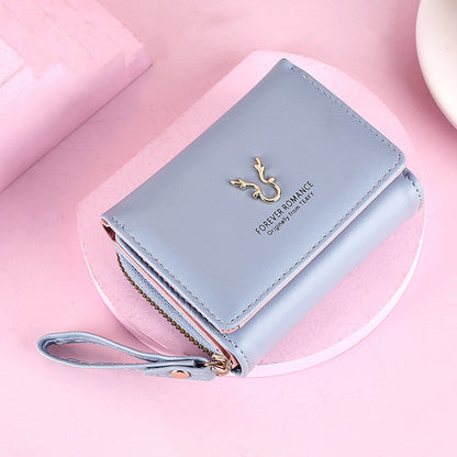 Ielgy Ladies Wallet PU Short Mini Zipper Female Wallet Cartoon 30% Off Buckle Card Holder