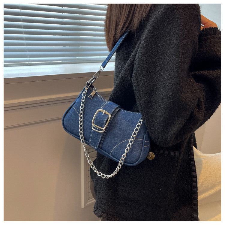 Ielgy High-End Canvas Summer Fashion Chain Messenger Bag Shoulder Armpit Bag