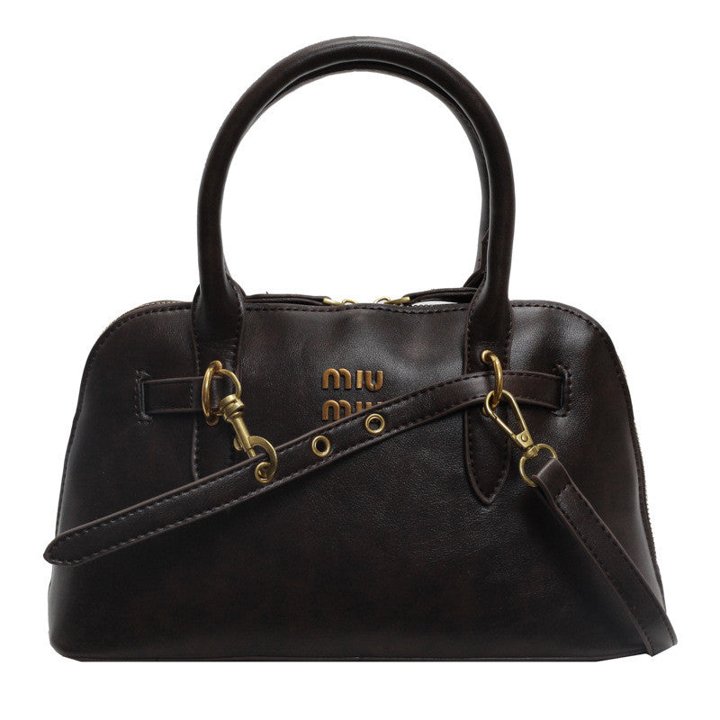 Ielgy High-End Retro Brown Fashionable All-Match Women's Cross-Body Bag Portable Shell Bag