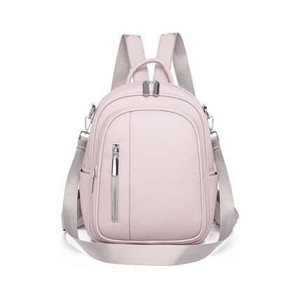 Ielgy Ladies Backpack Korean Version Soft Leather All-Match Simple Backpack Candy Color Cute Small Bag Travel Backpack