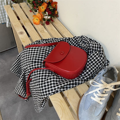Ielgy Ladies Candy Bag Retro Fashionable Red Crossbody Saddle Bag