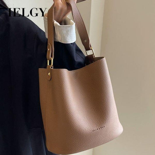 Ielgy Western Style Bucket Bag All-Match Texture One Shoulder Commuter Casual Korean Version