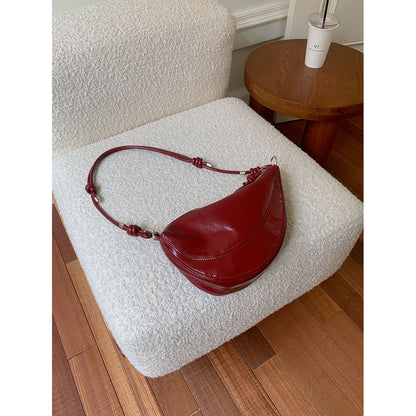 Ielgy Korean Niche Underarm Bag Women's Trendy Fashion Saddle Bag Casual Red Messenger Bag Trendy
