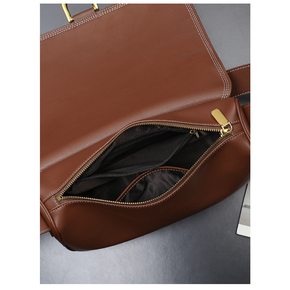 Ielgy Fashion Soft Leather Messenger Bag Large Capacity Shoulder Underarm Female Bag